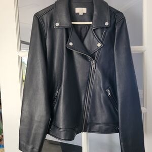 LOFT Black Leather Biker Jacket
